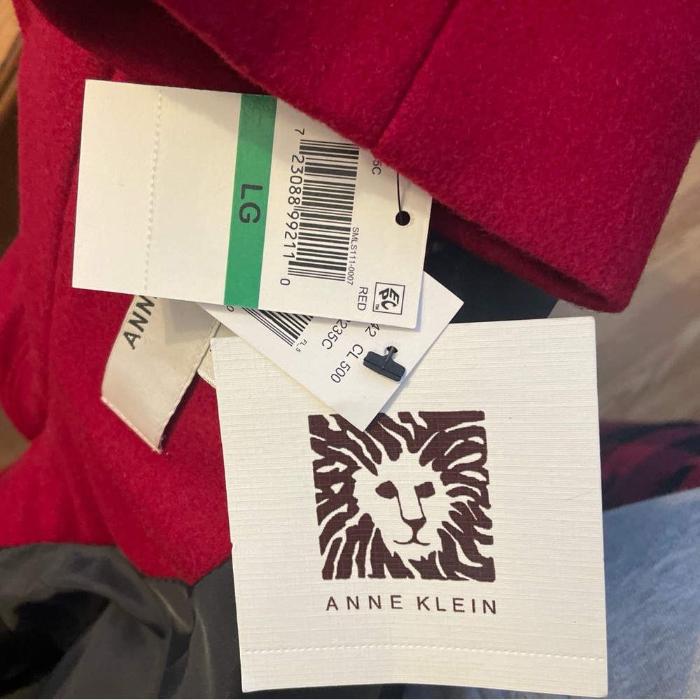 Anne Klein Red Peacoat with Leopard Scarf NWT - Picture 5 of 5